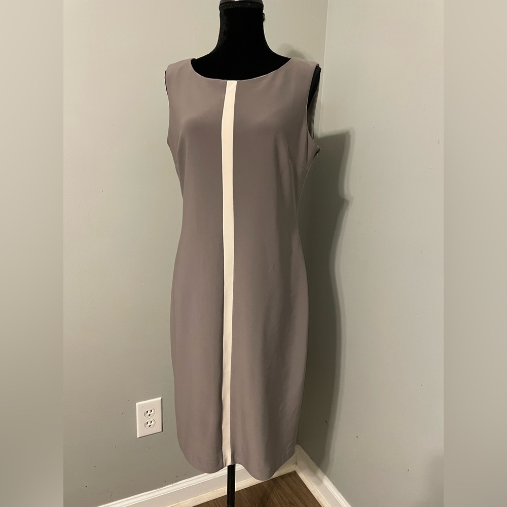 Frank Lyman Design Gray and Cream Pencil Midi Dress